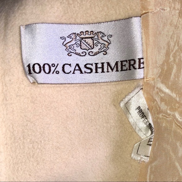 VINTAGE 100% CASHMERE COAT CREAM/TAN - Picture 7 of 16